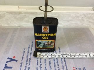 Vintage Old Shell Handyman Oil Tin Can Lid With Spout