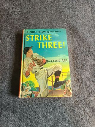 1949 Strike Three Clair Bee Chip Hilton Sports Story 3 Linen Cover Htf