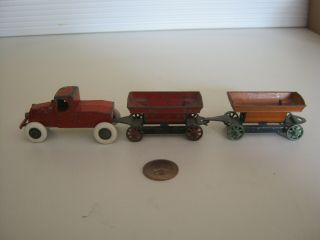 Vintage Tootsietoy Mack Contractor Truck With Two Trailers.  Please Read.