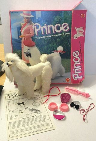 Vintage 1984 Mattel Barbie Doll Prince Poodle Dog W/ Orig Box Accessories Compl