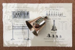 Vintage 1880 John Taylor Bronze Musical Handbell 13 E Bellringing.  Campanology.