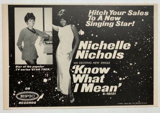 Nichelle Nichols 1967 Vintage Advert Know What I Mean Star Trek