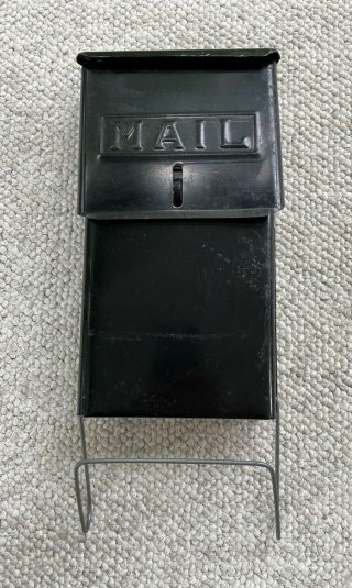 Vintage Metal Wall Mount Mailbox With Newspaper Holder Black Painted Metal Vgc