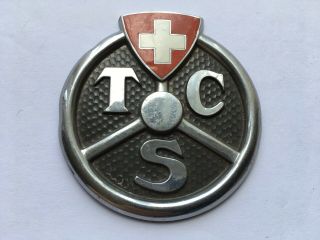 Vintage T.  C.  S.  (touring Club Of Switzerland) Car Badge