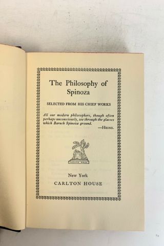 The Philosophy Of Spinoza Selected From His Chief 1927 HC Book 2