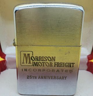 Vintage 1950 - 1957 Zippo Lighter - Morrison Motor Freight 25th Anniversary -