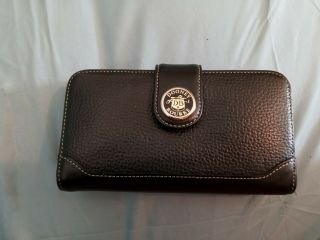 Dooney & Bourke Vintage Black Leather Zip Around Checkbook Wallet,  Large