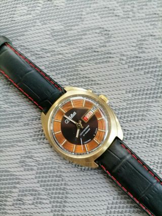 Vintage Soviet Automatic Wristwatch Slava 2427 Ussr Gold Plated Casee