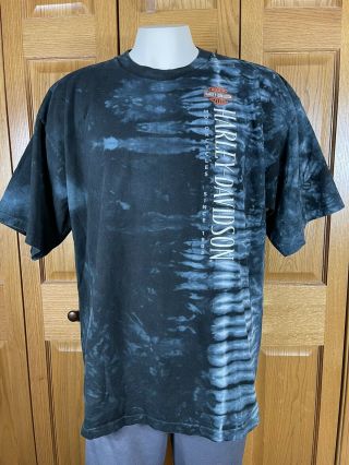 Vtg Harley - Davidson Black Tie Dye Single Stitch T - Shirt Made In Usa Size Xl
