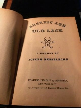Arsenic and old lace.  Hardcover.  A Comedy By Joseph Kesselring.  1941. 2