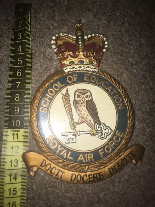 School Of Education Royal Air Force Raf Vintage Enamel Badge/plaque Rare