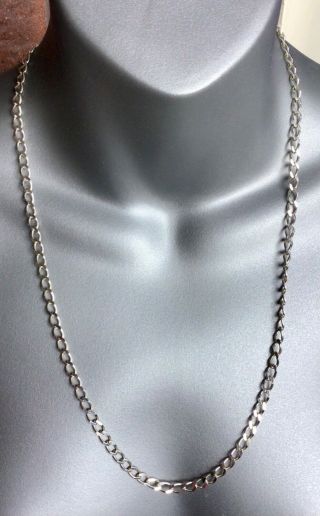 Vintage 925 Hallmarked Sterling Silver Curb Link Chain 24” Length 5 Mm 18g