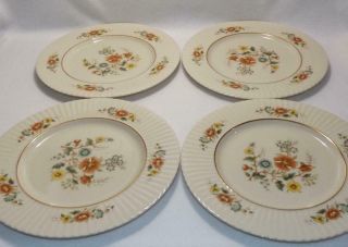 4 Vintage Lenox Temple Blossom Dinner Plates 10 7/8 " Usa Discontinued