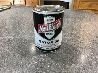 Vintage Northland Composite 1 Quart Motor Oil Can.  Full Can
