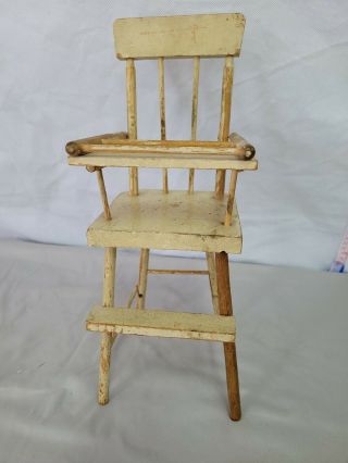 Vintage Dolls Wooden High Chair,  14 " Childs Toy