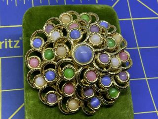 Vintage Signed Joan Rivers Multi Colored Cabachon Brooch