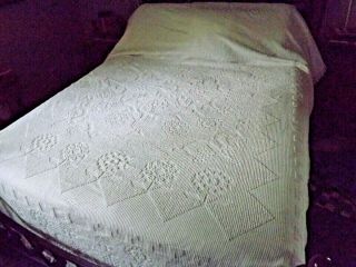 Vintage White On White Chenille Hobnail Bedspread Full/queen Approx 93 " X106 "