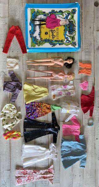 Vintage 1968 World Of Barbie Doll Case Set W/ 1966 Barbie,  17 Clothes,  & Access.