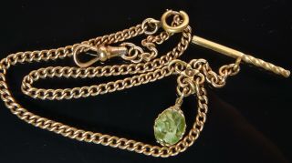 Antique/vintage Gold Filled Pocket Watch Chain’s Fob/t - Bar/13 Inches/14.  5 Gram