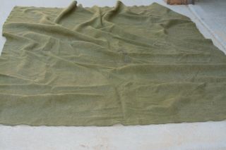 Vintage Us Army Wool Blanket Olive Drab 75 " X 60 " Post Korean War