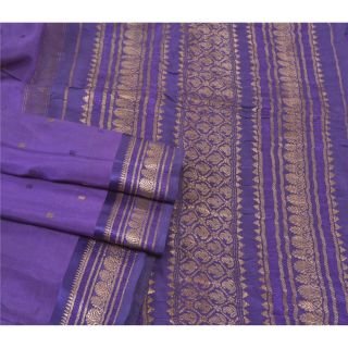 Sanskriti Vintage Purple Sarees 100 Pure Silk Woven Zari Premium Sari Fabric