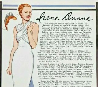 Paper Dolls Vintage Irene Dunne Motion Picture Tom Tierney Uncut 11x14 "
