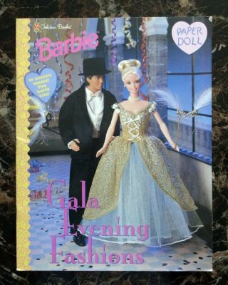 1998 Golden Barbie Gala Evening Fashion Paper Doll Book Uncut