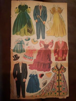 1940 Gone With The Wind Uncut Paper Dolls By Merrill Publication
