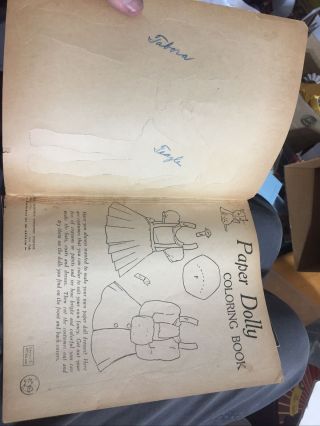 ORIG VTG 1942 Paperdolly UNCUT 4 - PAPER DOLL/ COLOR BOOK Saalfield Pub 3