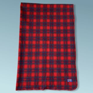 Vintage Pendleton Large Wool Tartan Plaid Throw Blanket Red Blue Wool