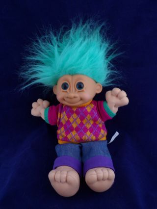 Vtg 11 " Russ Tyler Sweater Jeans Turquoise Hair W/ Tag 2358 Troll Kidz Doll
