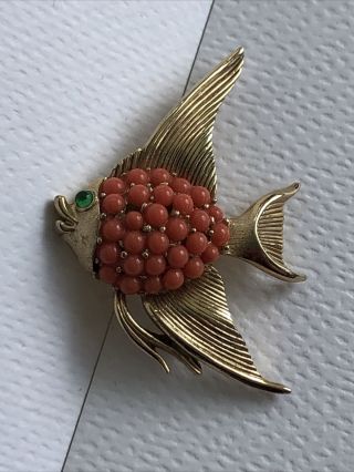 Rare Vintage Crown Trifari Angel Fish Brooch 1950s 1960s