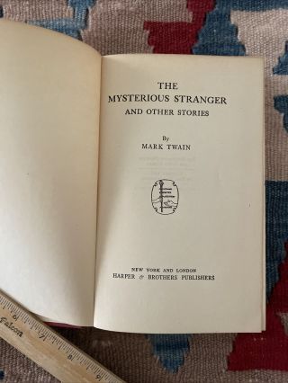 1922 Vintage The Mysterious Stranger And Other Stories By Mark Twain Good Condit