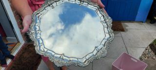 An Antique Silver Plated Embossed Serving Tray By Fenton Brothers Sheffield.  3.