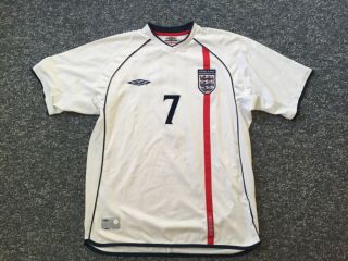 Authentic 2001/03 Vintage Umbro England Home Football Shirt Men’s L God 7
