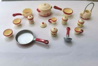 Sylvanian Families Cream And Red Crockery Kitchen