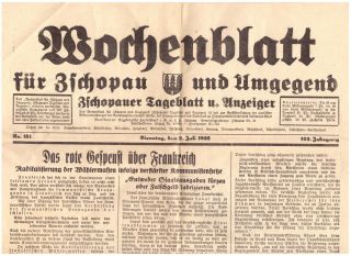 Zeitung Wochenblatt Zschopau Umgebung Porschendorf Flöha Vor 1945 (126)