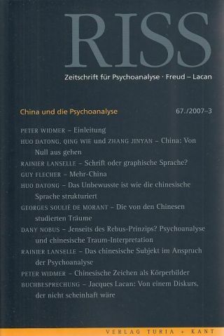 China Und Die Psychoanalyse.  Riss.  Zeitschrift Für Psychoanalye.  Freud - Lacan.  67