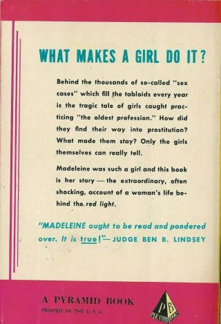 Pyramid Paperback 30 Madeleine an Autobiography Girl ' s Story of A Life of Vice 2