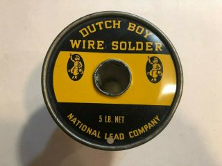 5 Lb.  Roll Dutch Boy Solid Wire Lead/tin Solder On Vintage Metal Core