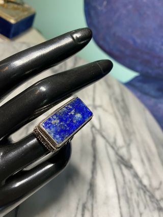 Large Vintage Lapis Lazuli Sterling Silver Ring