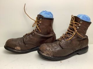 Vtg Mens Red Wing Steel Toe Work Brown Boots Size 10.  5 B