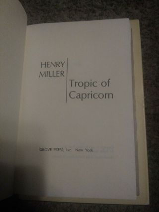 1st Ed 1st Print Tropic of Capricorn by Henry Miller (1961,  Hardcover) 3