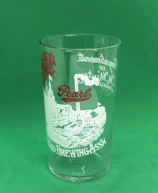 Pearl Beer Glass / 8oz Shell / Vintage Texas Bar Advertising / R M Minton Dist