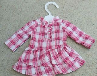 American Girl Doll Pink Western Plaid Outfit Cowgirl Dress With White Hanger Euc