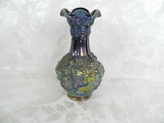 Vtg Imperial Carnival Glass Vase Loganberry Grape 10 " Iridescent Purple Gold