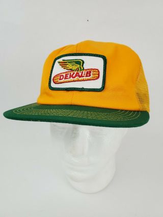 Vtg Dekalb Seed Snapback Trucker Hat Patch Made In Usa K - Products Mesh Read