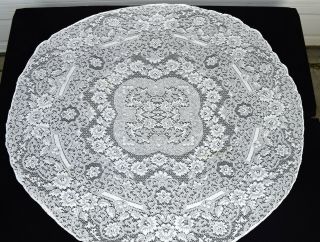 Vintage Quaker Lace White Floral Oval Tablecloth 60 " X 66 "