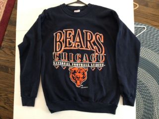 Vtg 1992 Chicago Bears Nfl Navy Tultex 50/50 Crew Sweatshirt Sz Xl - Cool