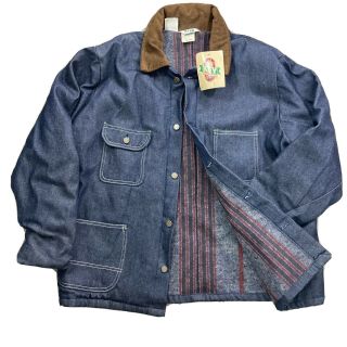 Vintage Blanket Lined Denim Chore Jacket Key Coat 80s Carhartt Stlye Xl Usa